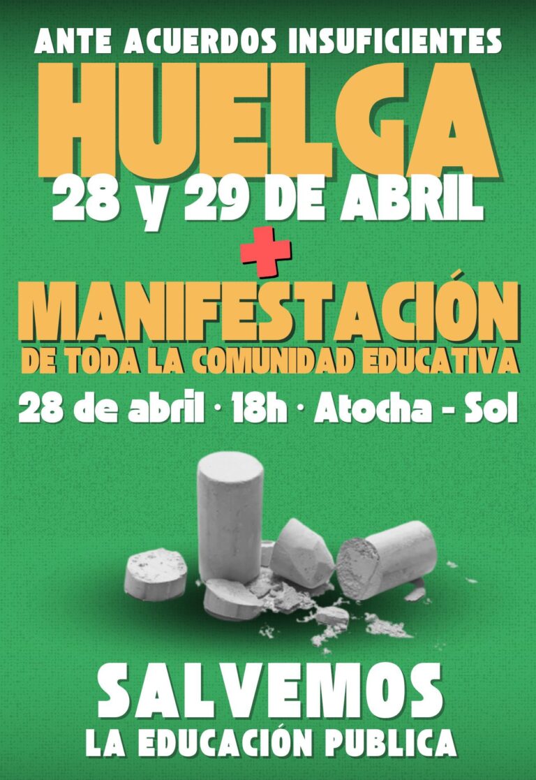 Cartel llamando a la huelga. Fuente: @MenosLectivas
